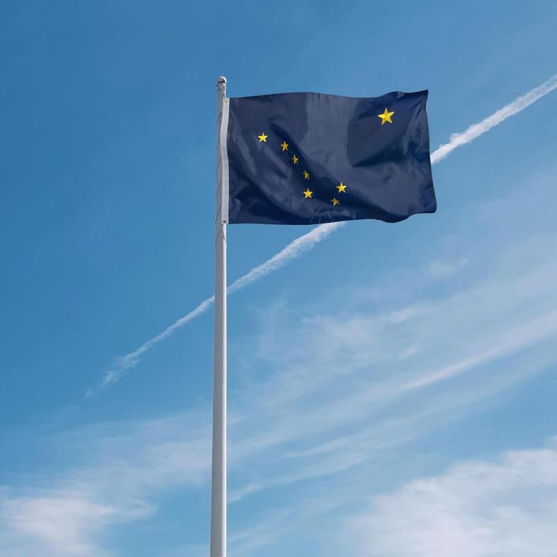 Alaska State Flag With Brass Grommets - front view on white background