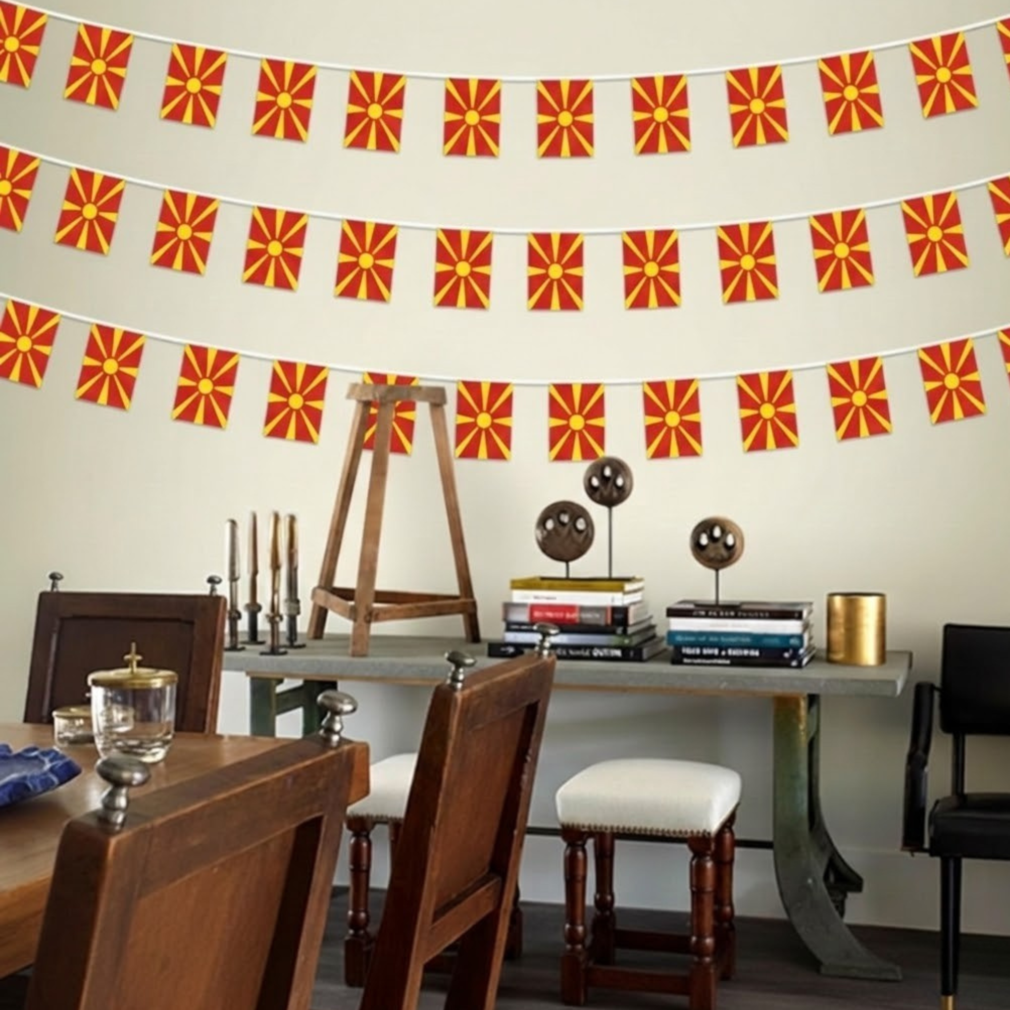 FIFA 2026 North Macedonia Flag Banner Flag - displayed outdoors on flagpole