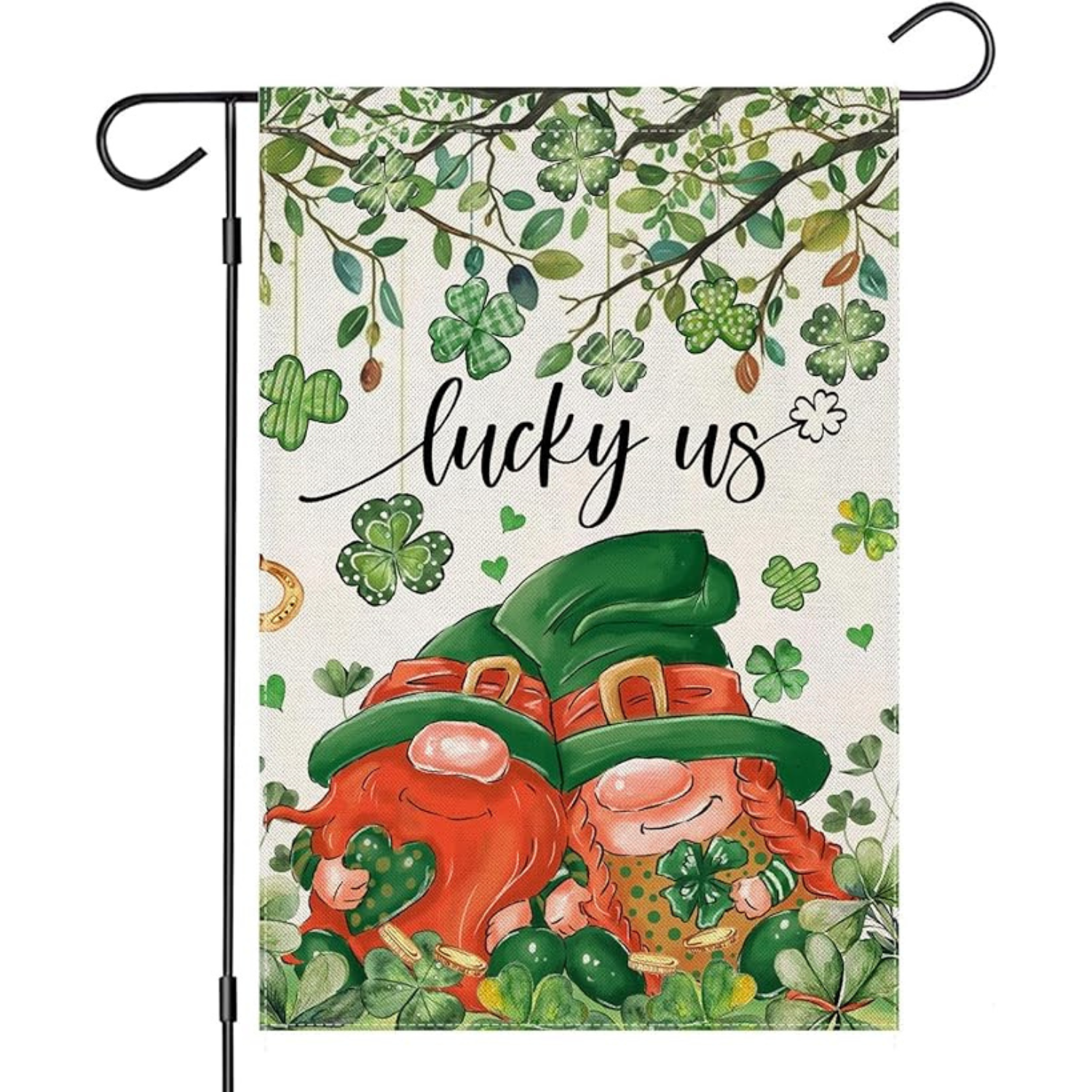 St Patricks Day Garden Flag With Shamrock And Welcome Message-Globe Flags