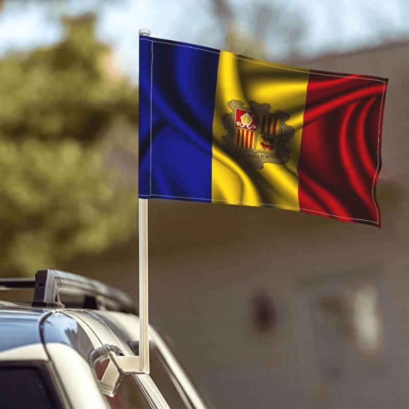 Andorra Car Window Mounted Flag For Decor And Patriotism-Globe Flags