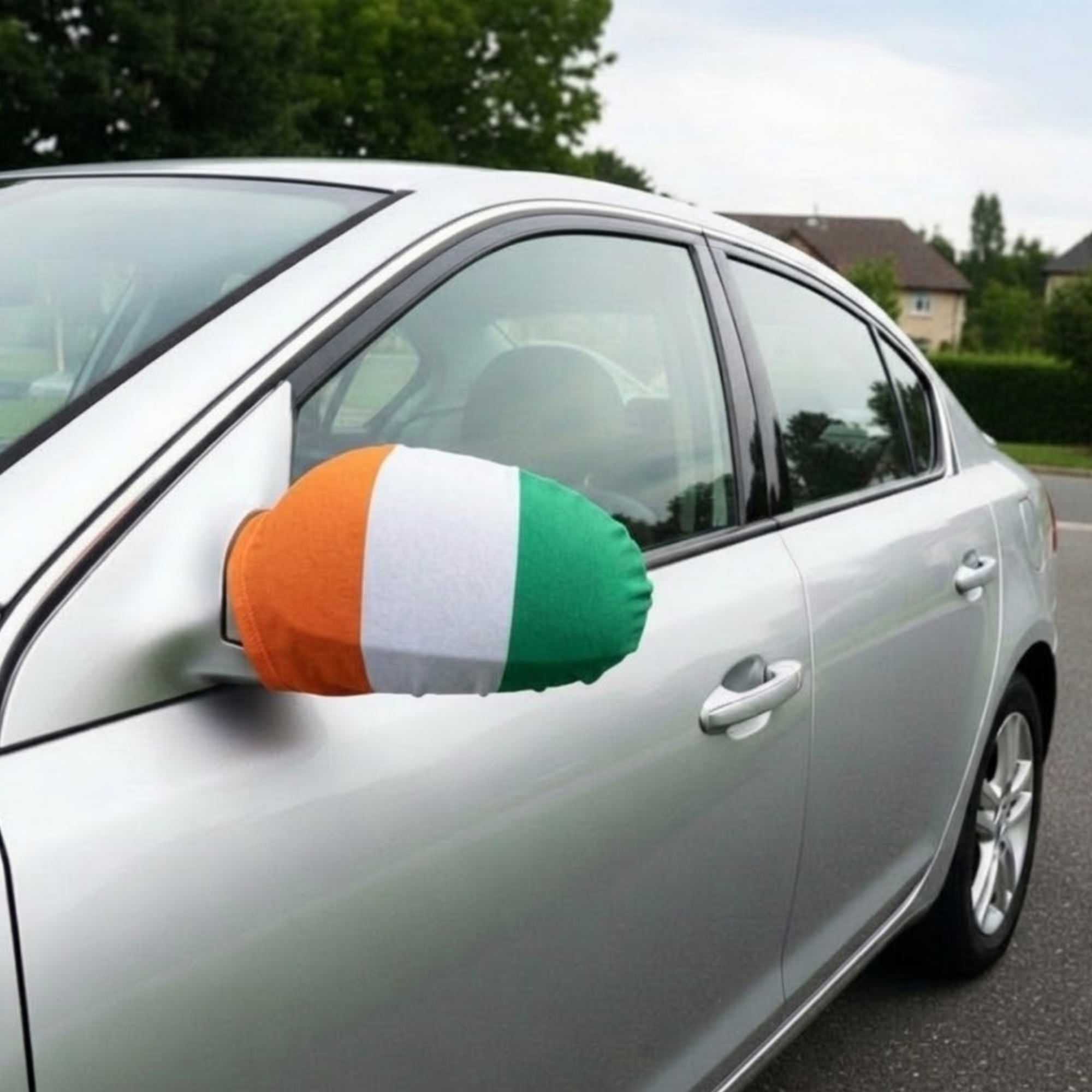 Official FIFA 2026 Ireland Car Mirror Flag attached to car side mirror