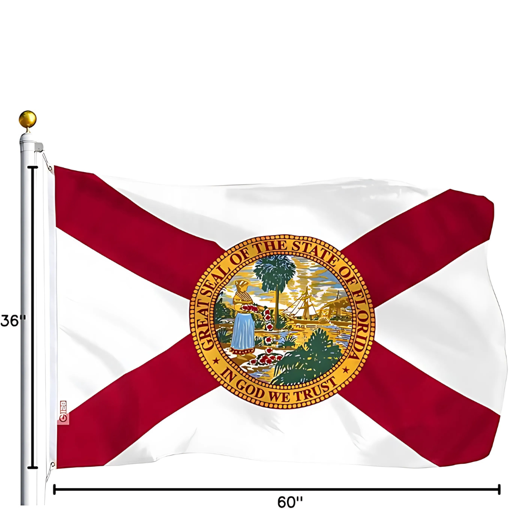 Florida State Flag - Official Seal and Red Cross Design-Globe Flags