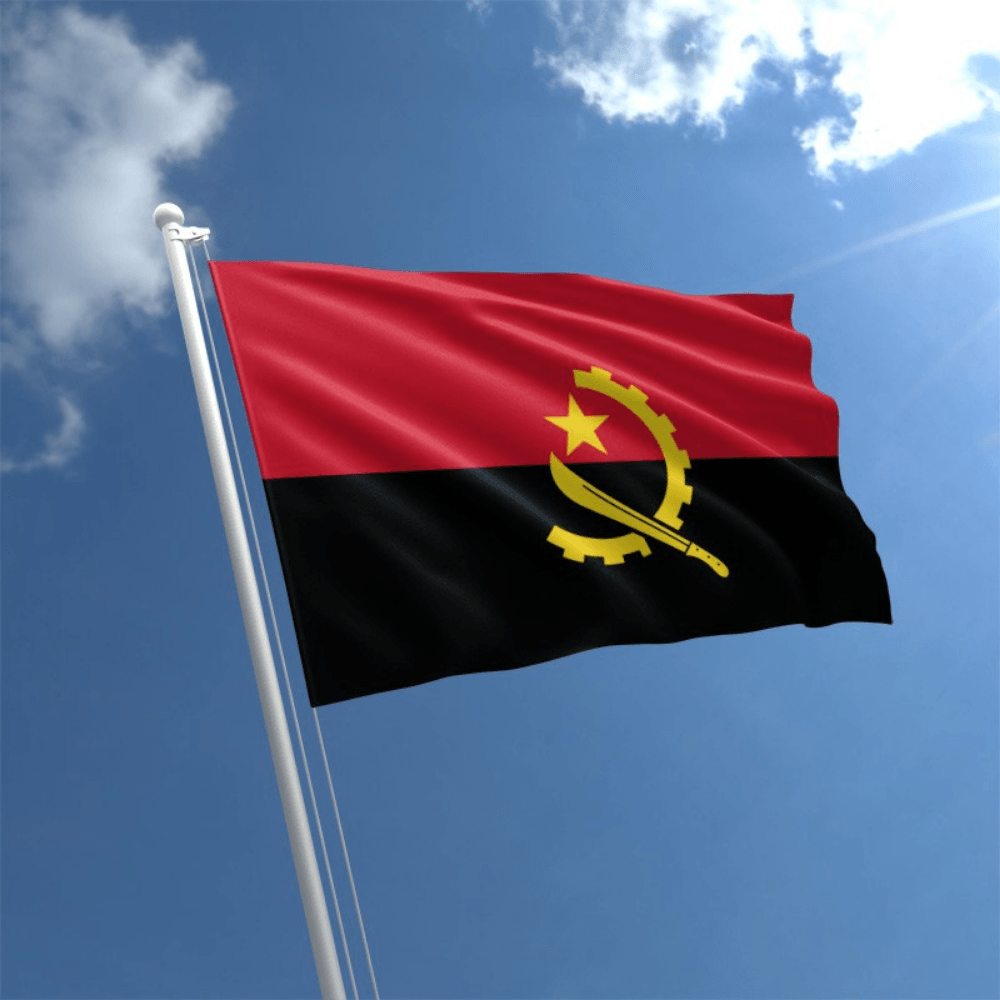 Angola Polyester Display Flag flying on outdoor flagpole