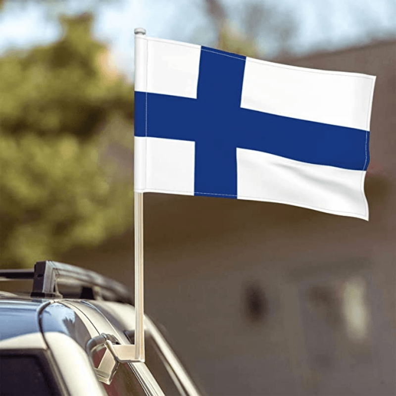 Finland Car Mounted Flag Proudly Fly The Blue Cross While You Drive-Globe Flags