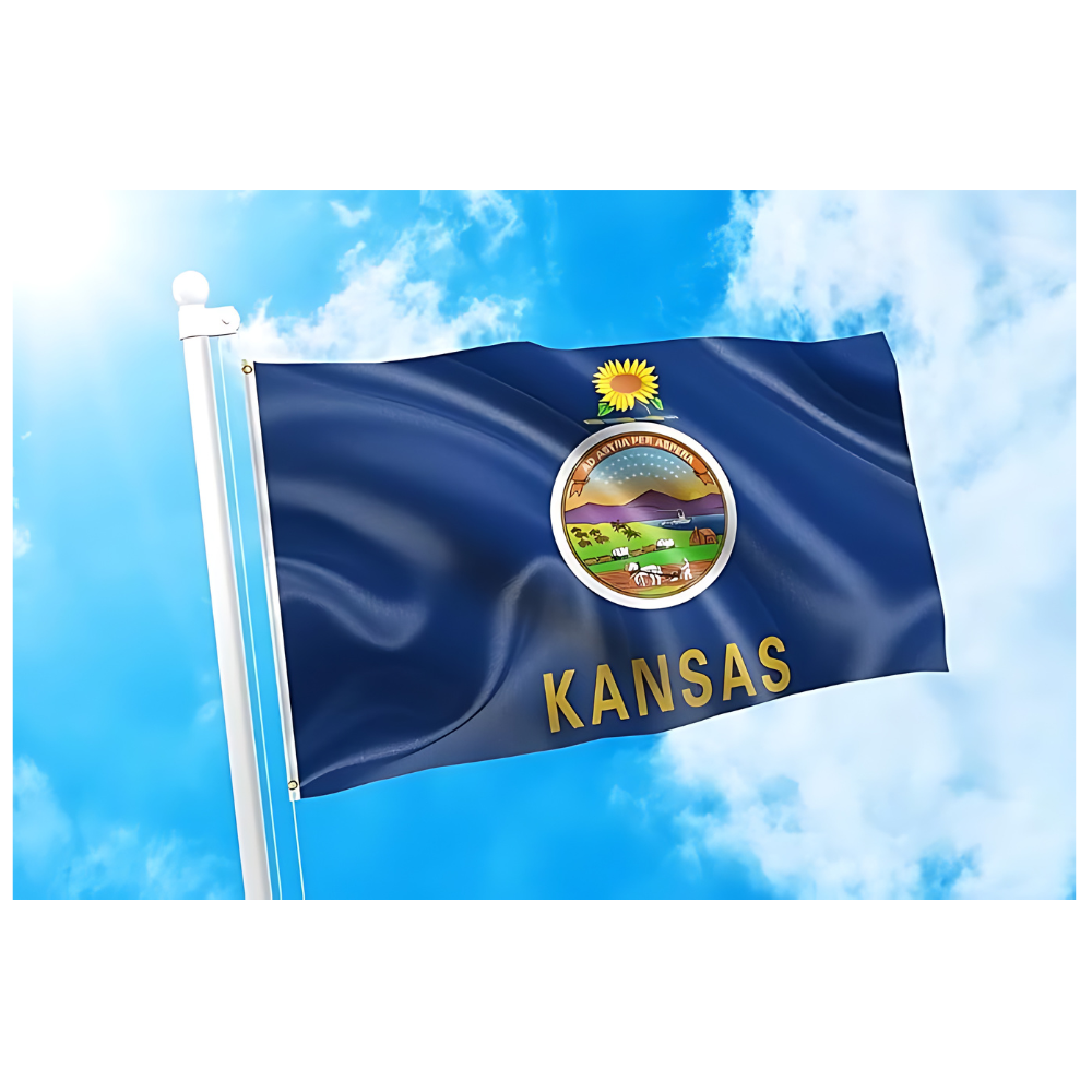 Kansas State Flag With Reinforced Stitching-Globe Flags