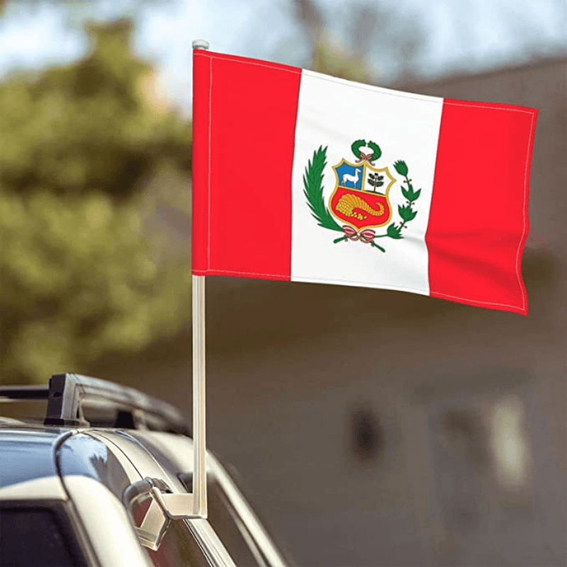 Peru Flag For Polyester Vehicle Window Mount 30x45cm-Globe Flags