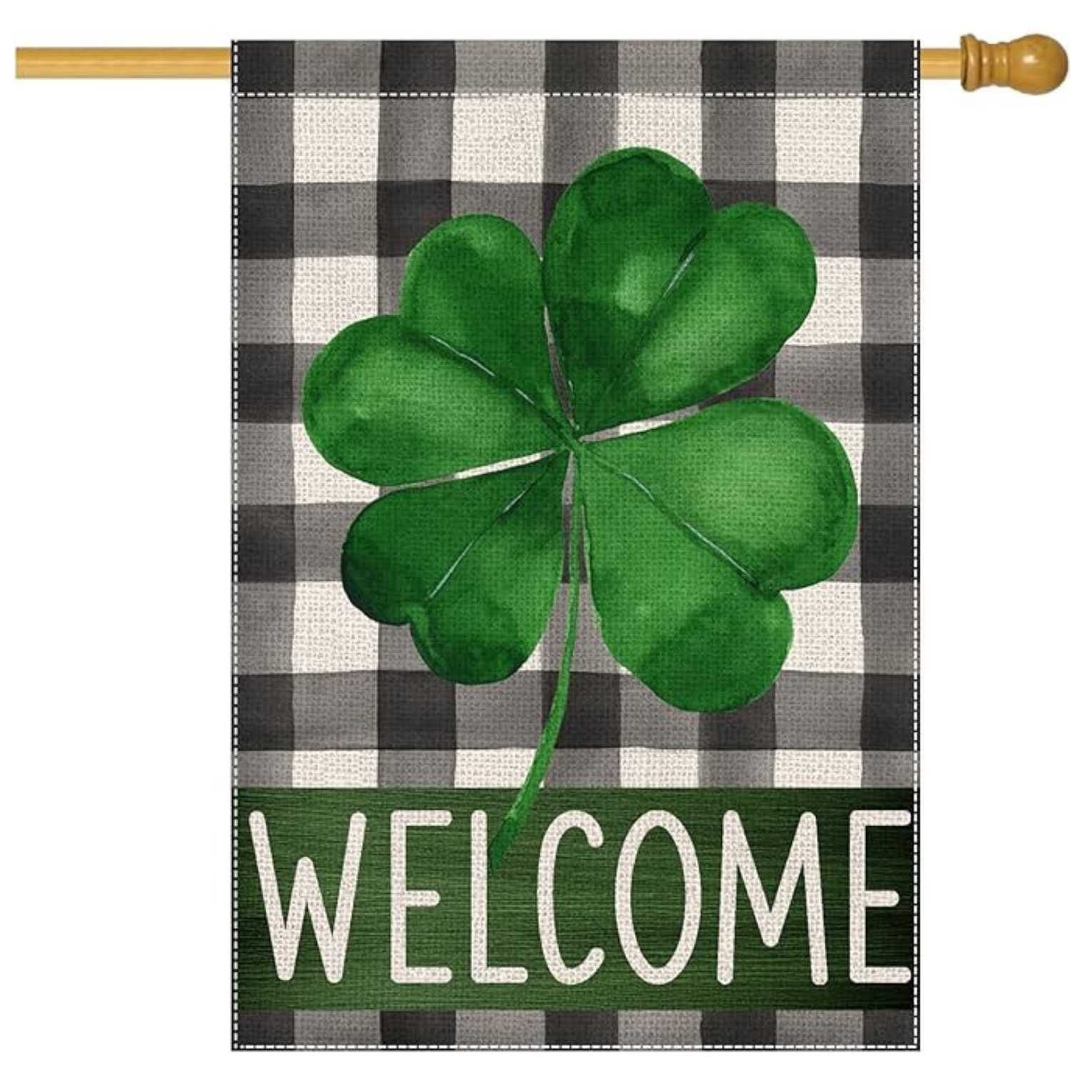 St Patricks Day Welcome Garden Flag With Plaid Design-Globe Flags