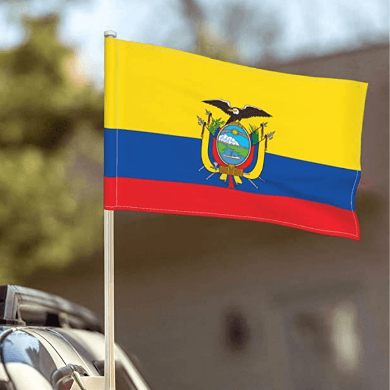 Ecuador Car Window Mounted Flag For Car Decor And Patriotic Touch-Globe Flags