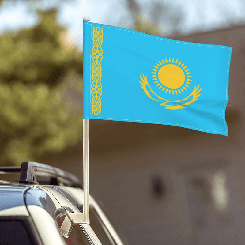 Kazakhstan Car Window Mounted Flag-Globe Flags