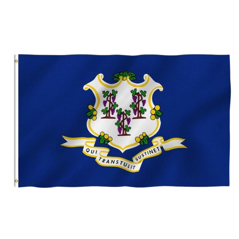 Connecticut State Flag For Outdoor Display flying on outdoor flagpole