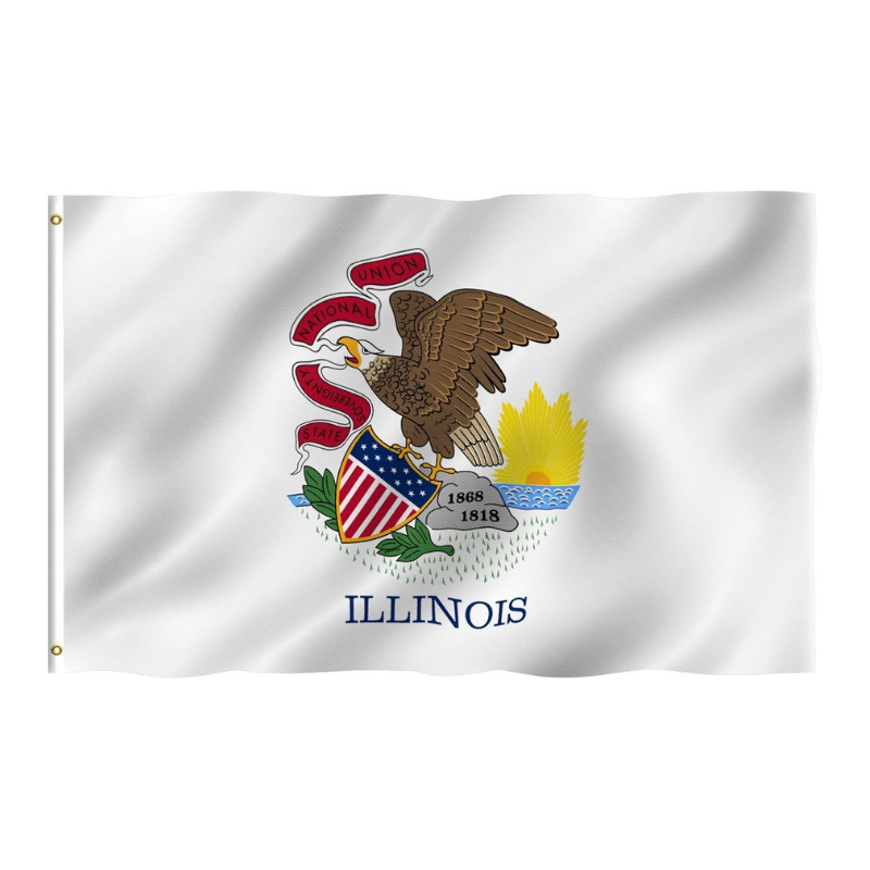 Illinois State Flag - For Outdoor and Indoor Display flying on outdoor flagpole