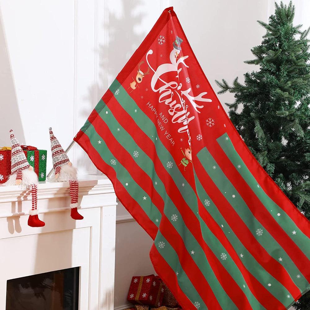 Merry Christmas Striped Flag – Festive Flag to Celebrate the Holiday-Globe Flags