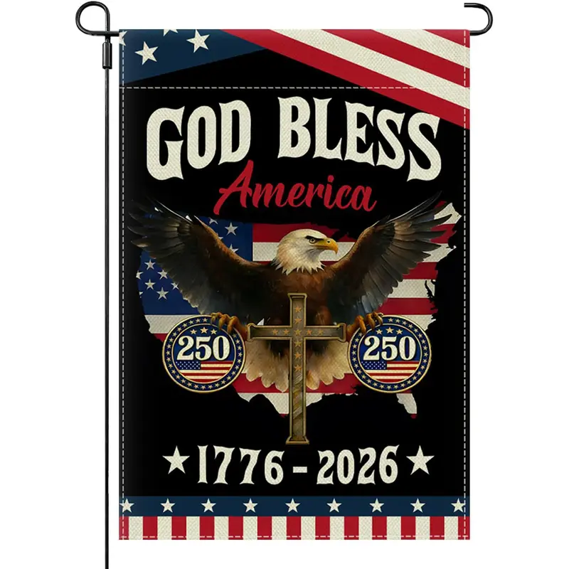 American 250th Anniversary Garden Flag - 250th Birthday Edition (1776-2026) with Stars & Stripes House Flag, Durable Fade-Resistant Outdoor Decoration for 4th of July, Patriotic Yard Sign