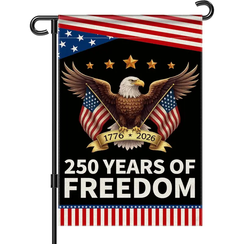 American 250th Anniversary Garden Flag - 250th Birthday Edition (1776-2026) with Stars & Stripes House Flag, Durable Fade-Resistant Outdoor Decoration for 4th of July, Patriotic Yard Sign