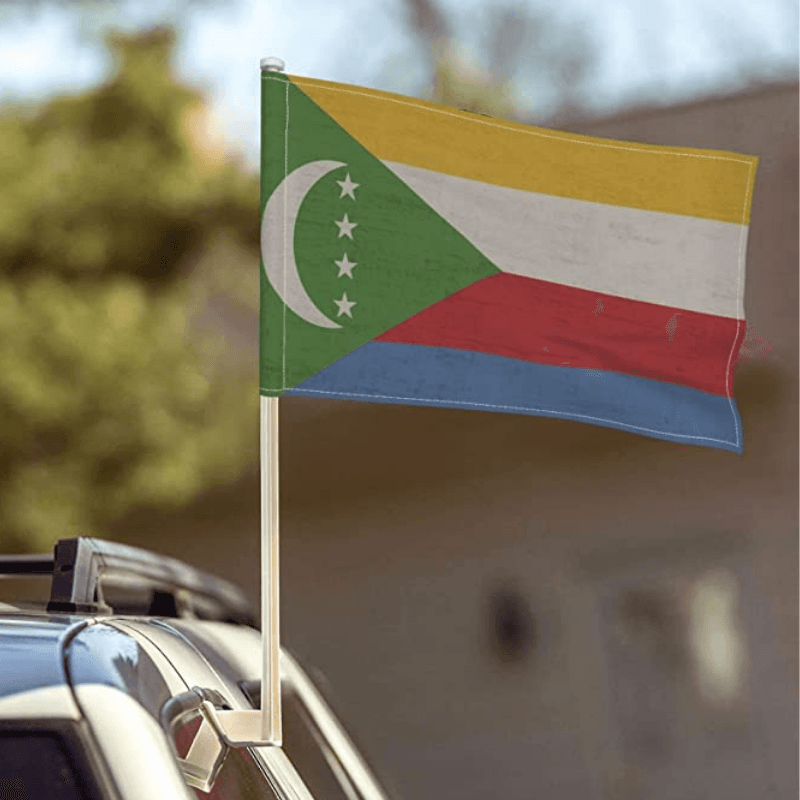 Comoros Car Window Flag-Globe Flags