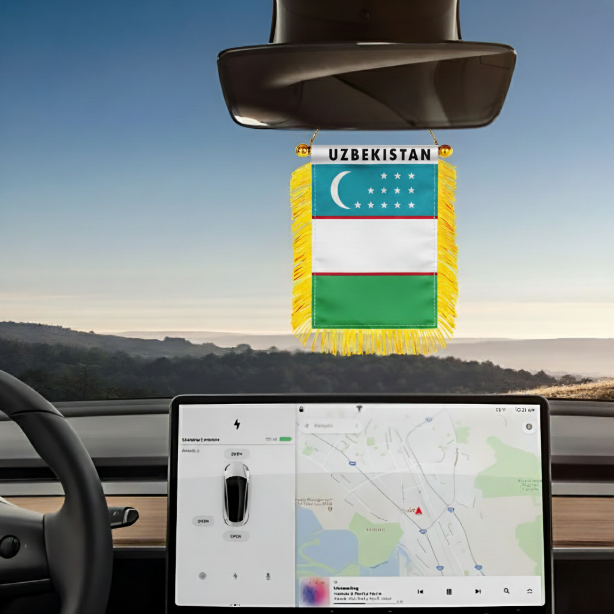 Official FIFA 2026 Uzbekistan Car Window Mini Decorative Flag