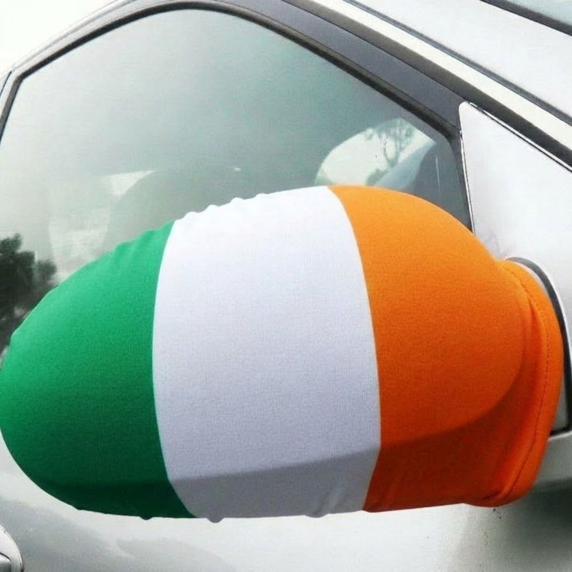 Official FIFA 2026 Ireland Car Mirror Flag on vehicle mirror while parked