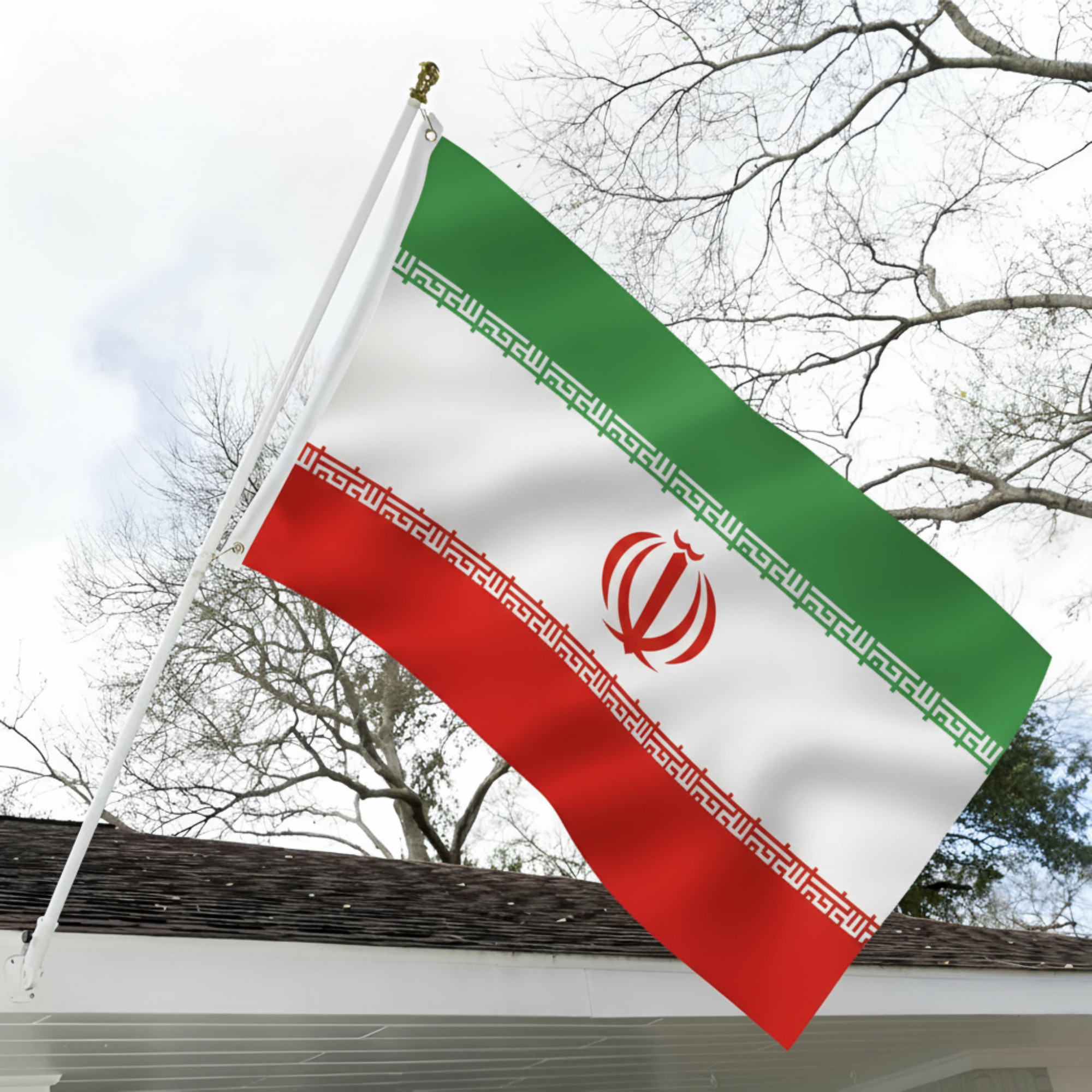 Official FIFA 2026 Iran Flag close-up showing fabric texture and vivid colors