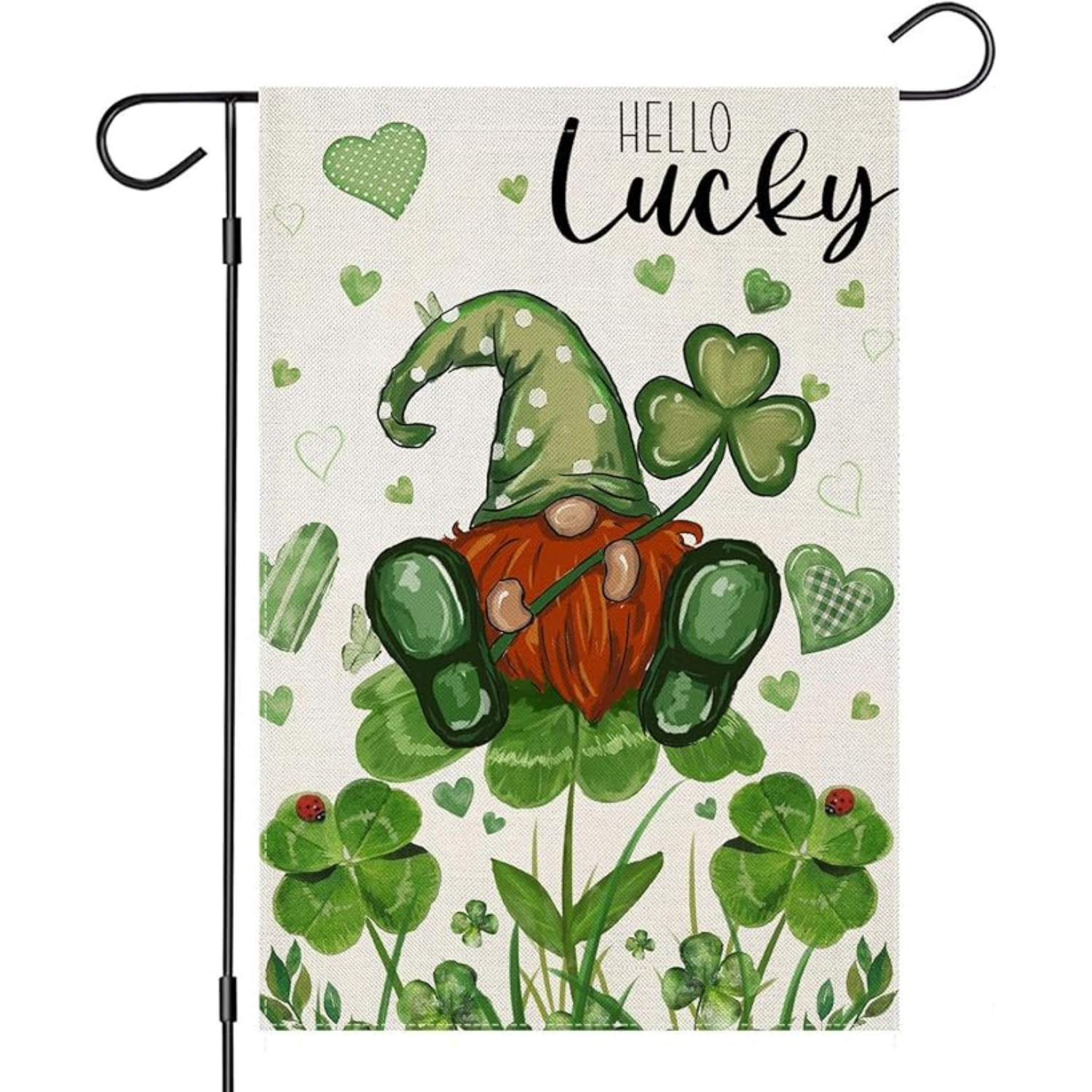Welcome Shamrocks Garden Flags close-up showing double-sided print quality