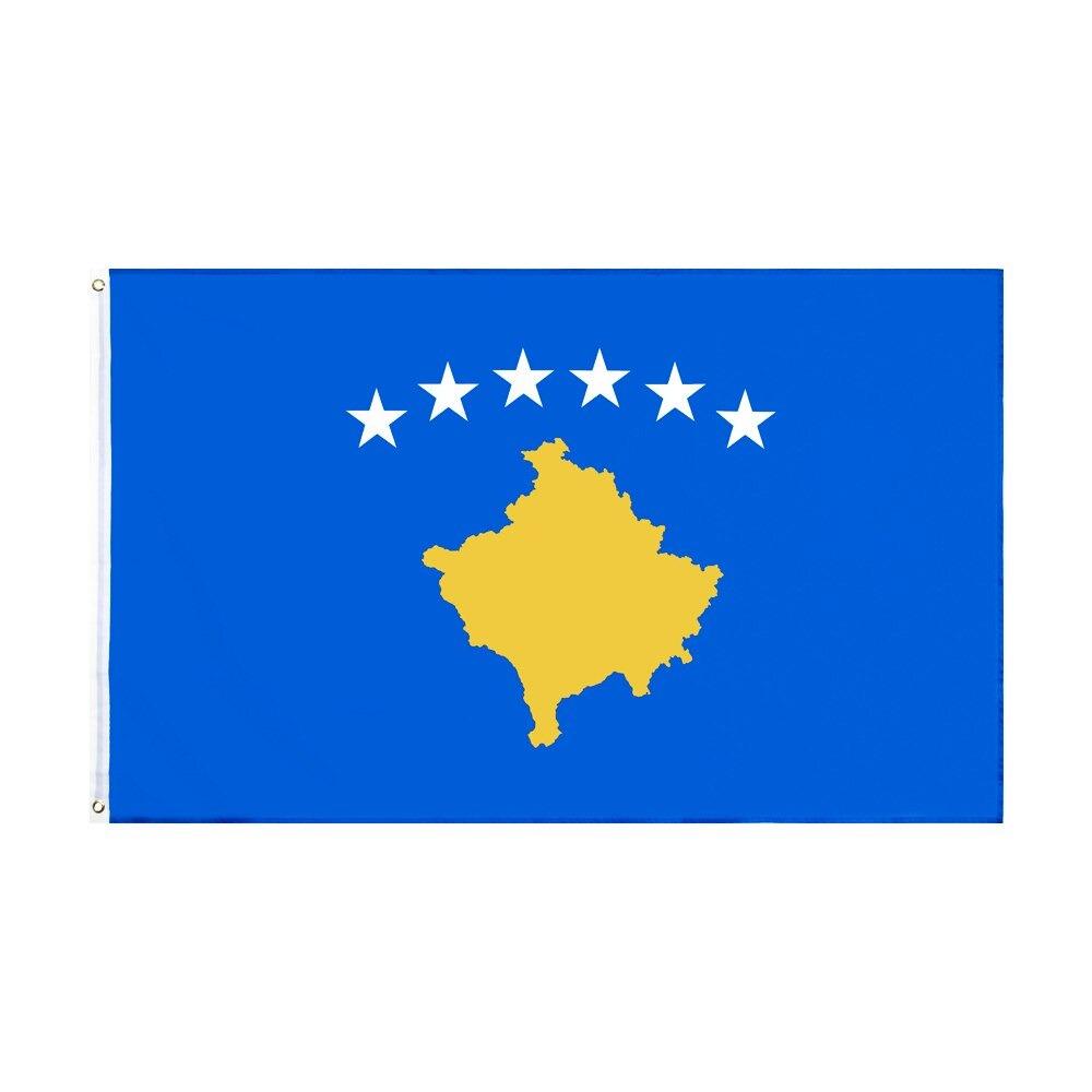 Kosovo Flag Design Polyester - front view on white background