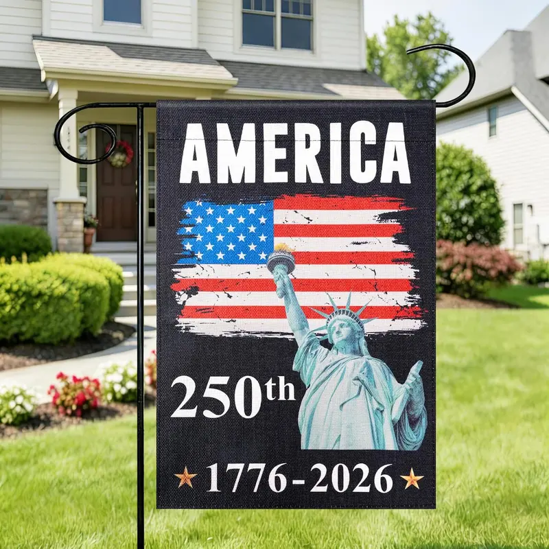 American 250th Anniversary Garden Flag - 250th Birthday Edition (1776-2026) with Stars & Stripes House Flag, Durable Fade-Resistant Outdoor Decoration for 4th of July, Patriotic Yard Sign