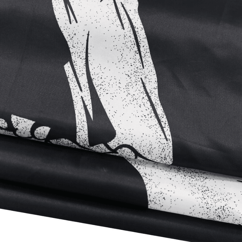 Jolly Roger Pirate Flag Banner With Red Headscarf close-up showing fabric and print quality