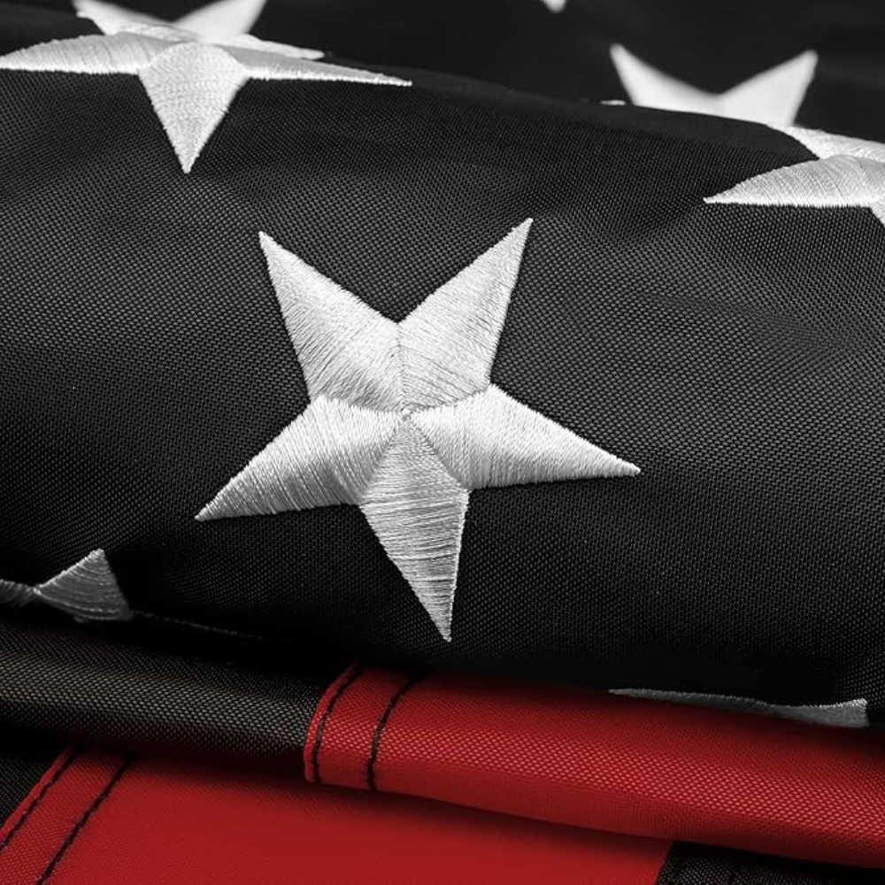 Classic Embroidered Flag With Strong Reinforced Edges with brass grommet hardware detail