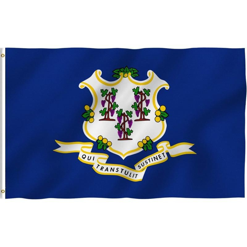 Connecticut State Flag For Outdoor Display close-up showing fabric texture and vivid colors