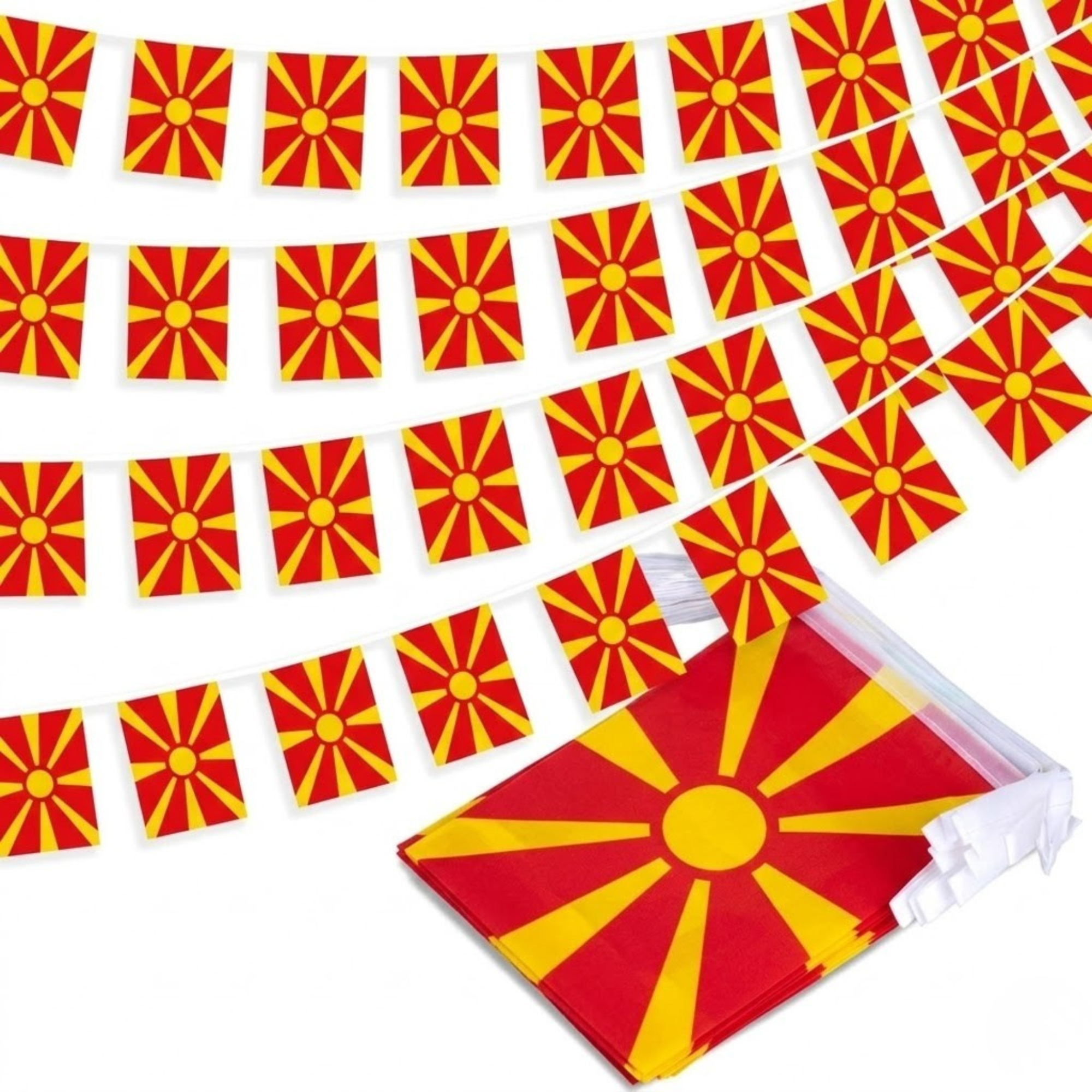 FIFA 2026 North Macedonia Flag Banner Flag - front view with vivid colors