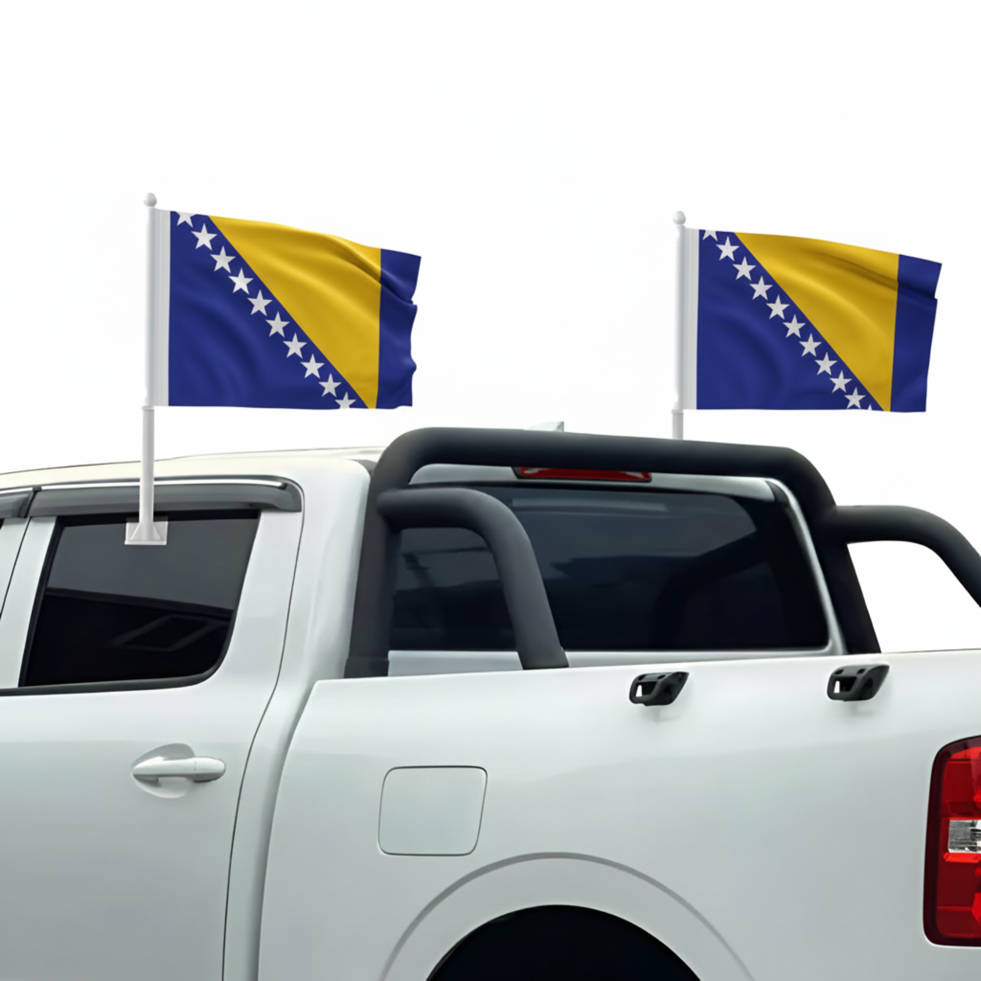 Official FIFA 2026 Bosnia And Herzegovina Car Flag on moving vehicle