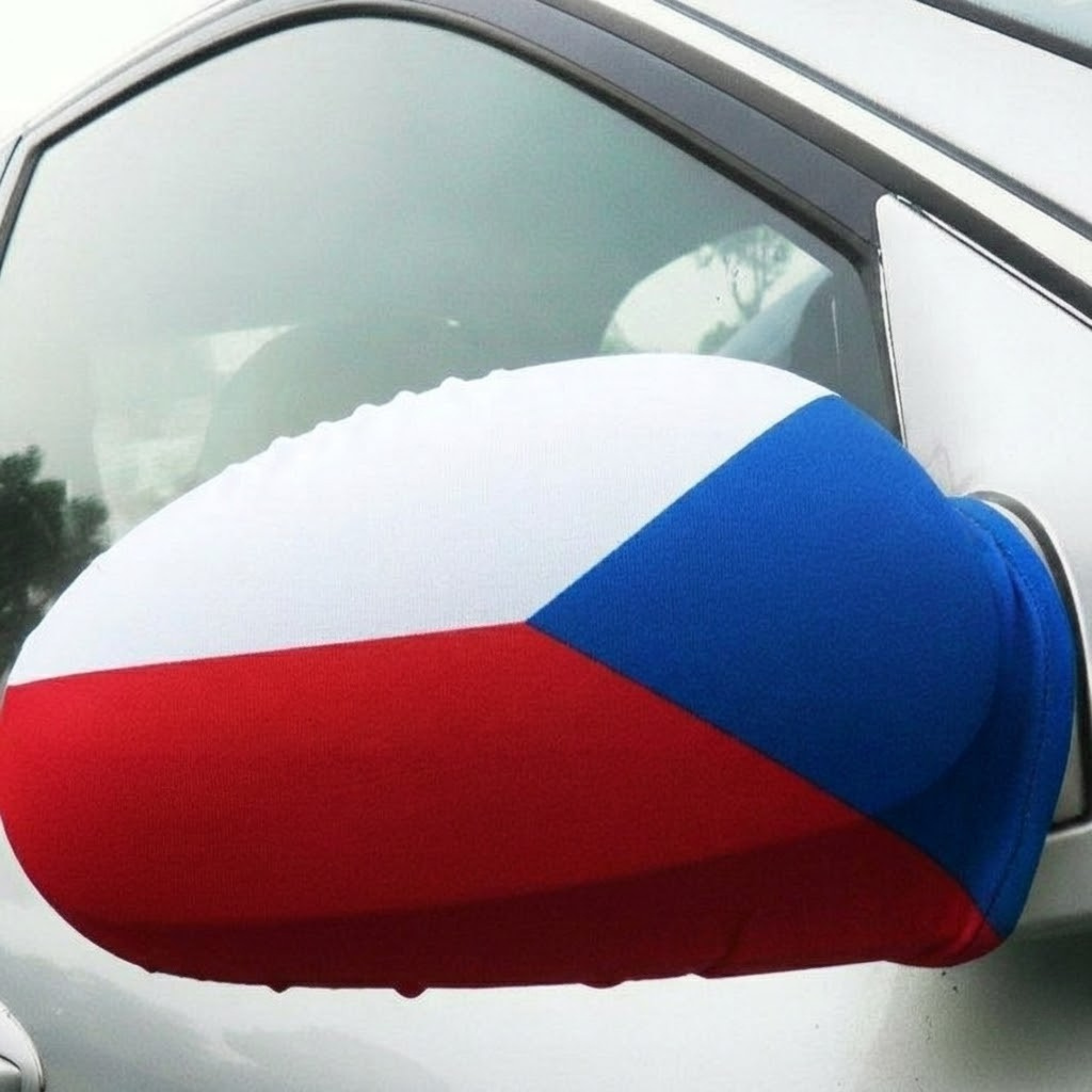 Official FIFA 2026 Czech Republic Car Mirror Flag on vehicle mirror while parked