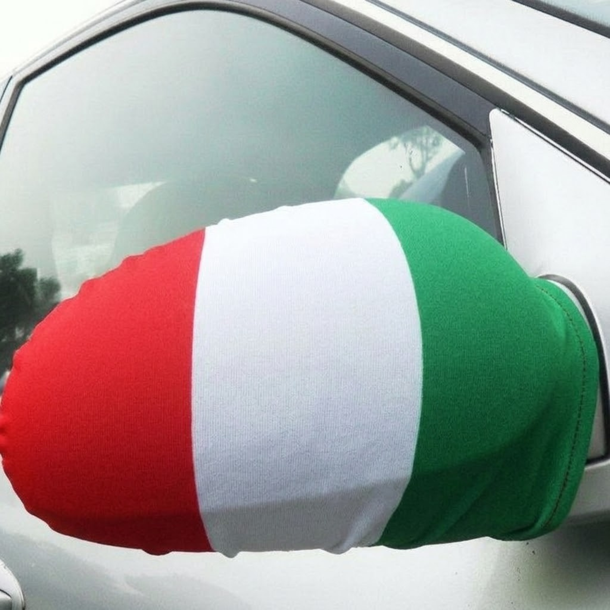 Official FIFA 2026 Italy Car Mirror Flag on vehicle mirror while parked