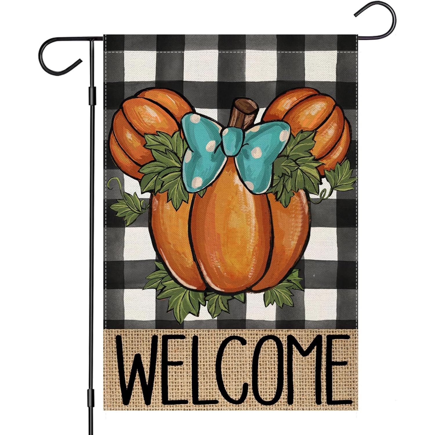 Decorative Fall Welcome Flag For Garden with brass grommet hardware detail