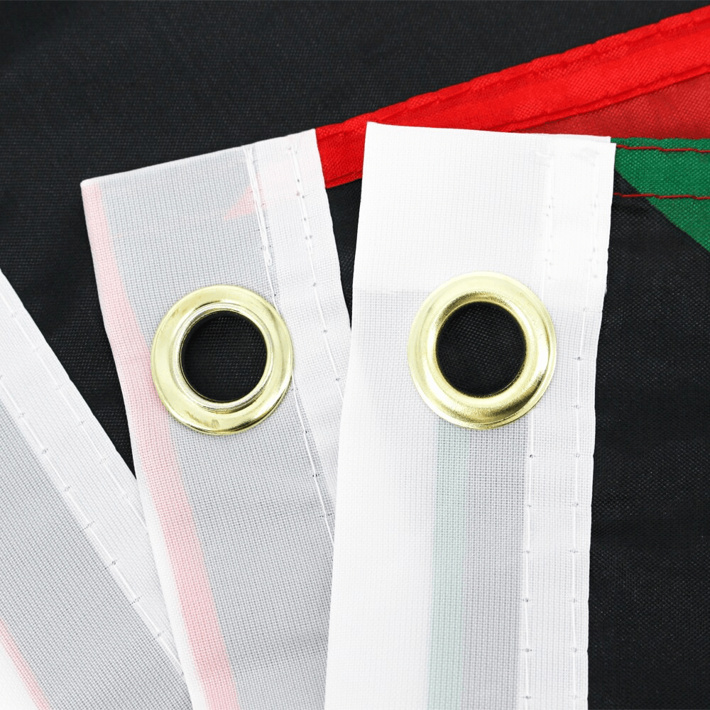 Kuwait National Polyester Flag with brass grommet hardware detail