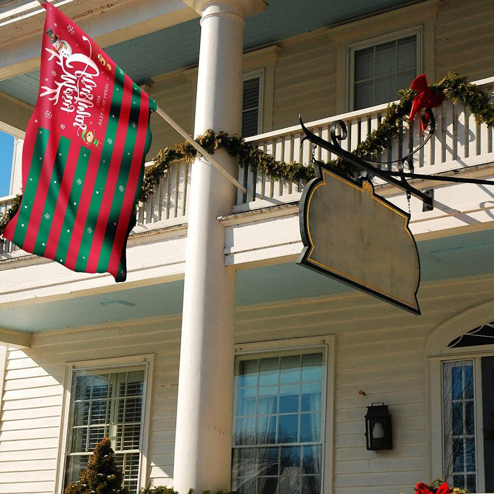 Merry Christmas Striped Flag – Festive Flag to Celebrate the Holiday-Globe Flags