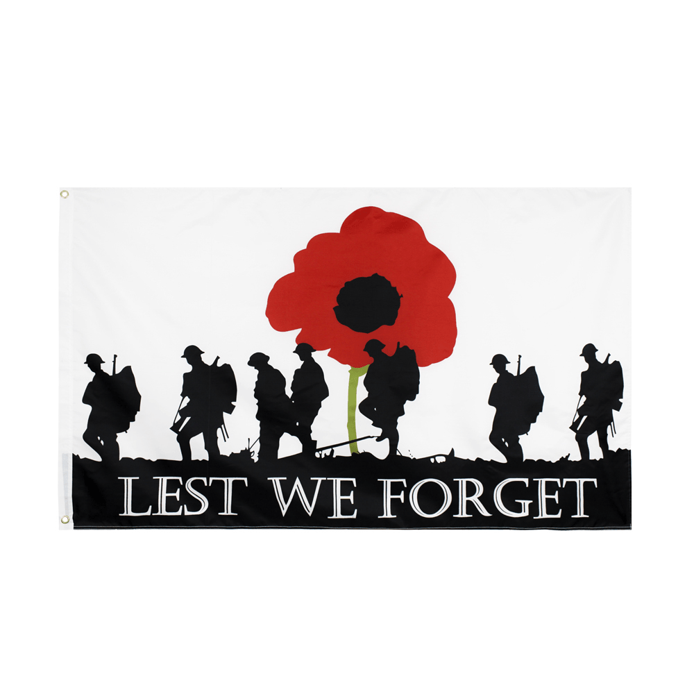 Lest We Forget Flag – 90x150 cm Polyester Memorial Tribute Banner-Globe Flags