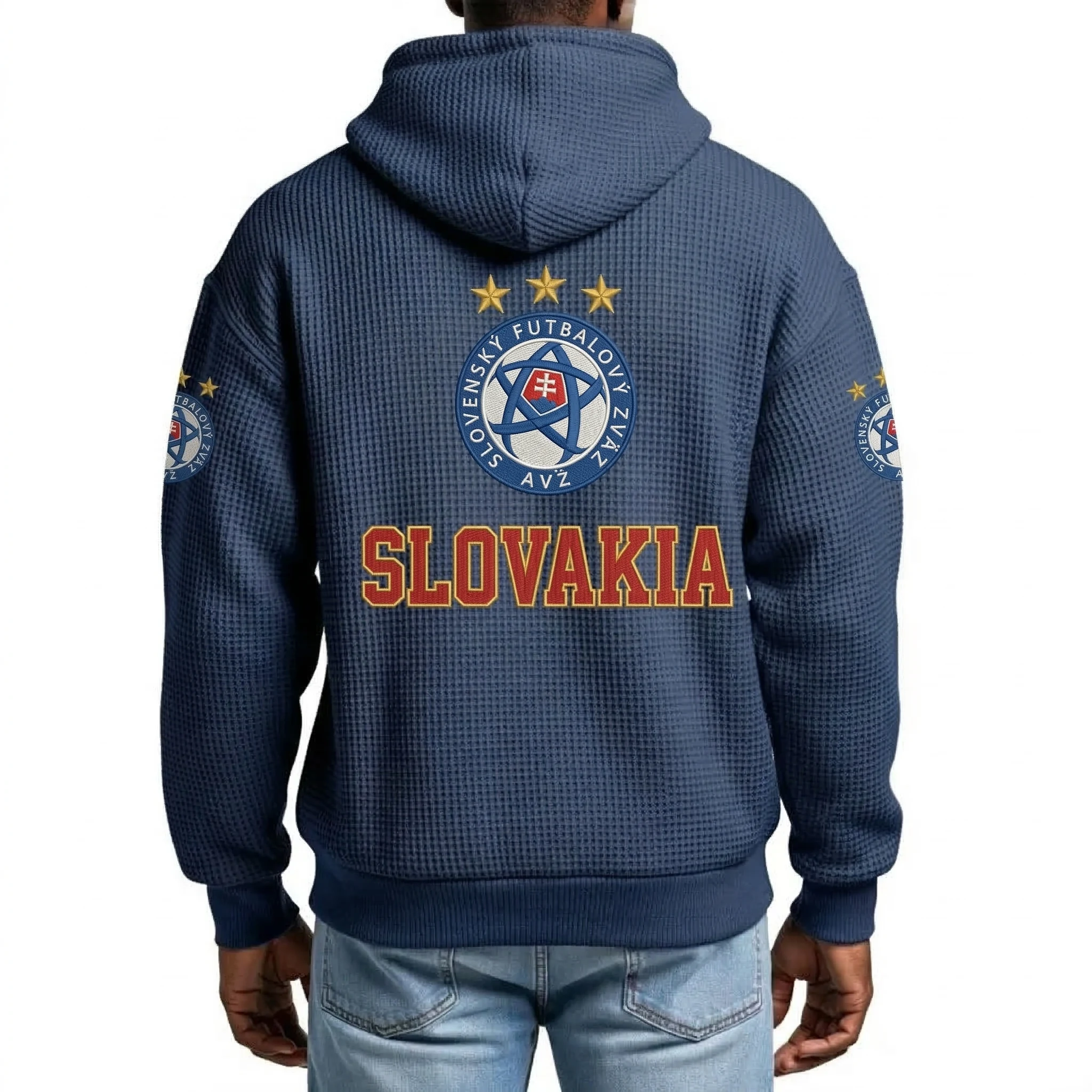 Slovakia Printed Waffle Quarter Zip Football Fan Hoodie