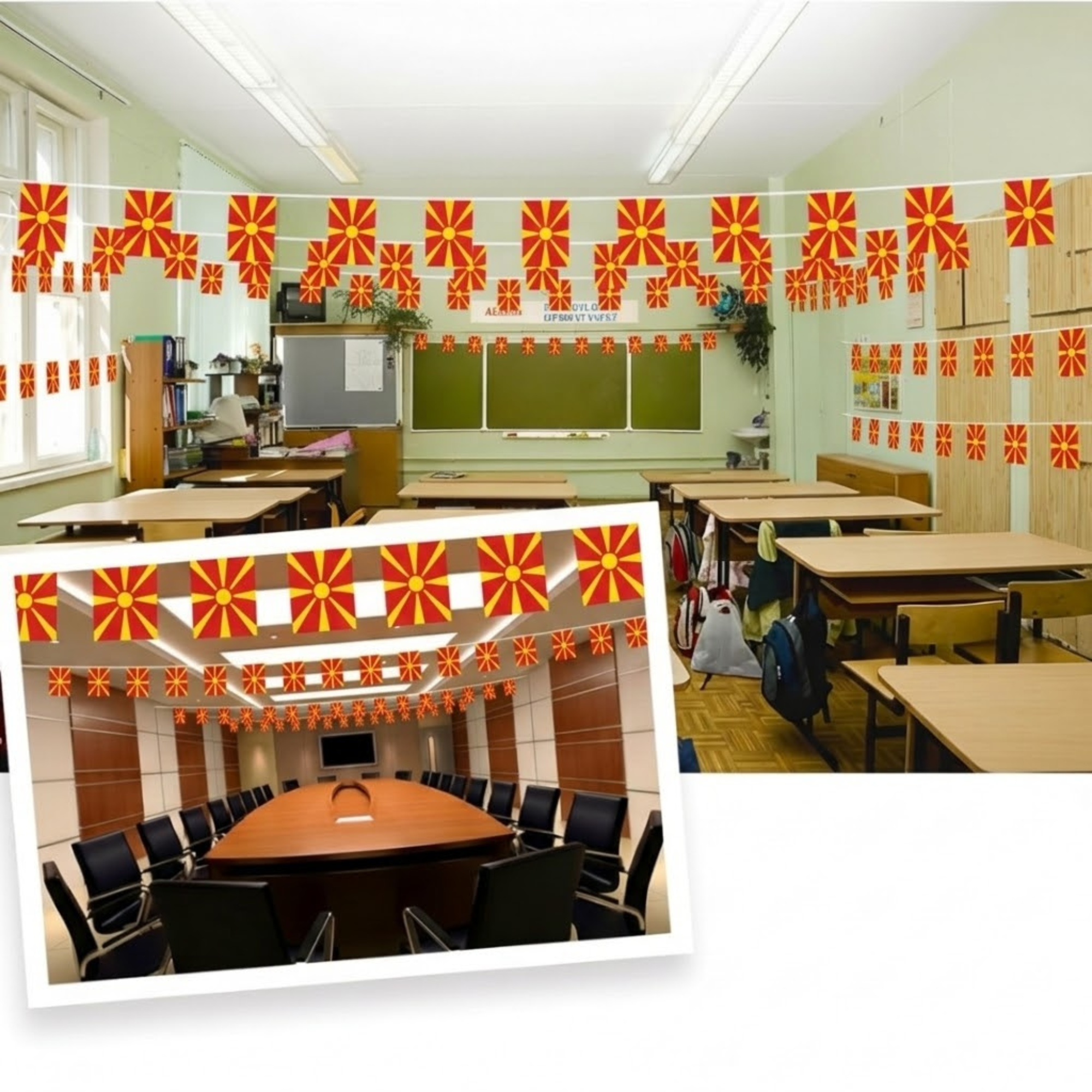 FIFA 2026 North Macedonia Flag Banner Flag - folded product showing packaging