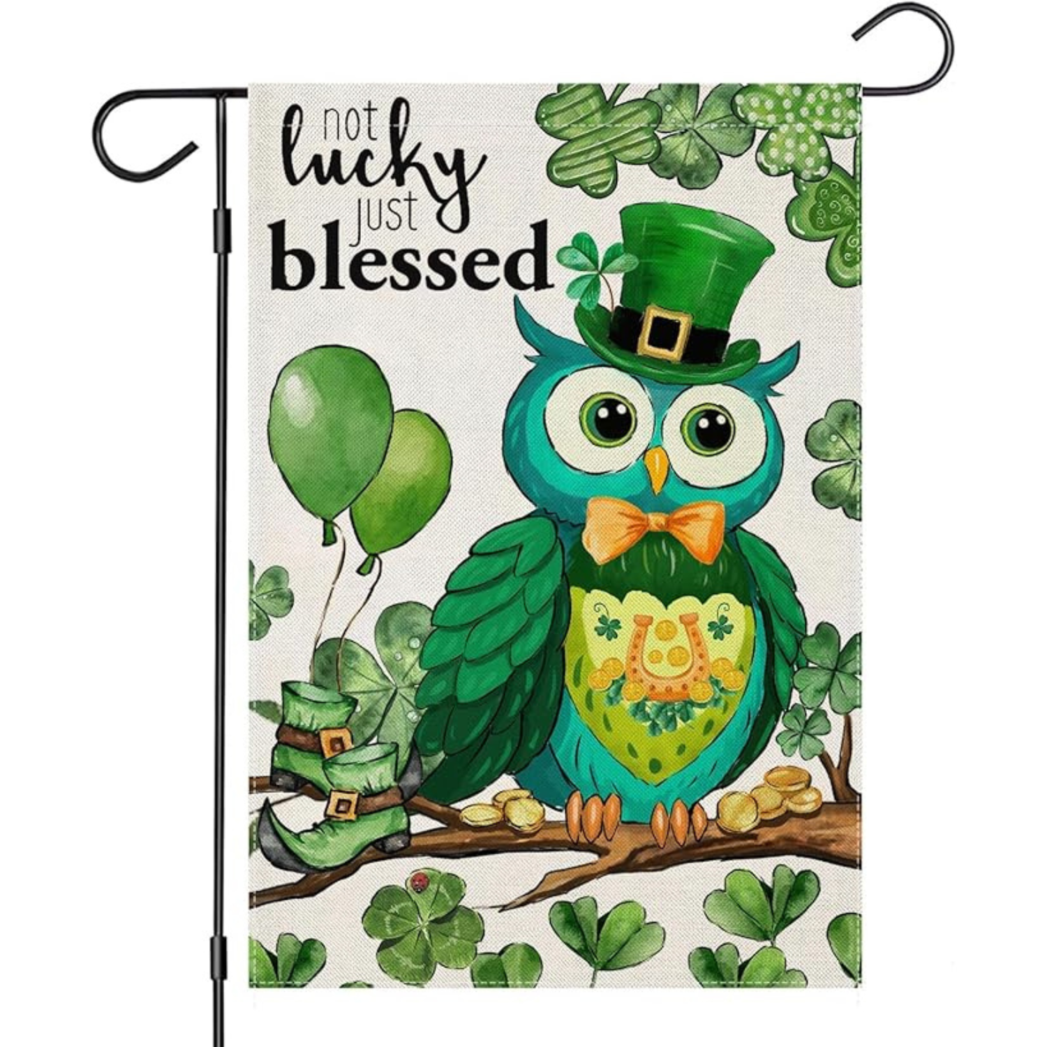Welcome Shamrocks Garden Flags fabric detail and color accuracy