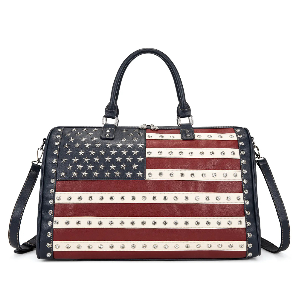 Duffel Flag Studded Weekender Travel Bag For Women