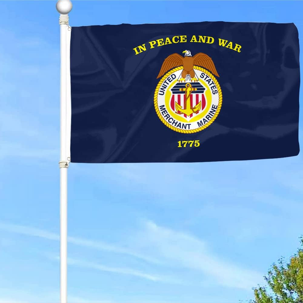 United States Merchant Marine Academy Flag close-up showing fabric texture and vivid colors