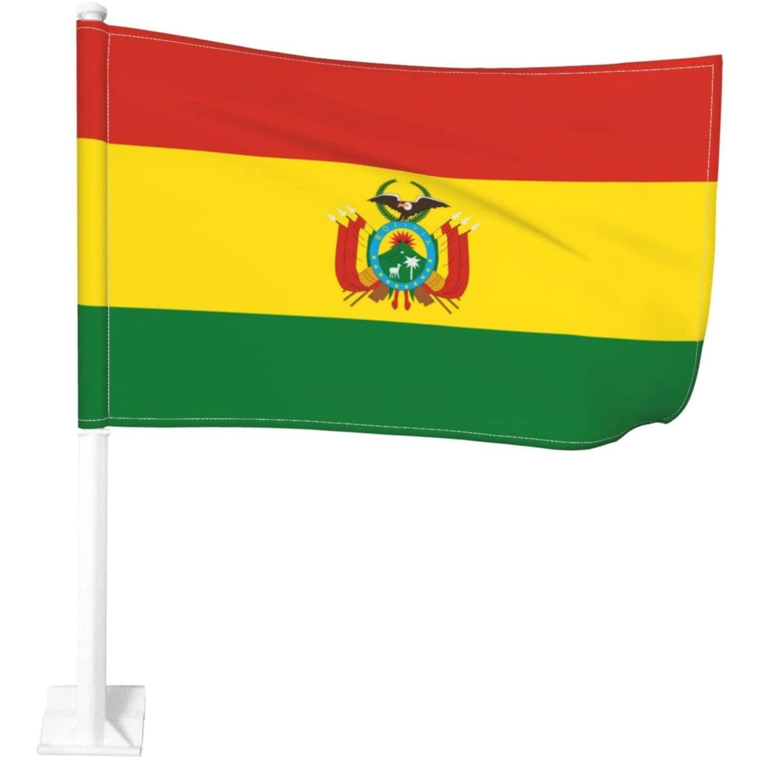 Vibrant Designed Bolivia Car Window Mounted Flag-Globe Flags