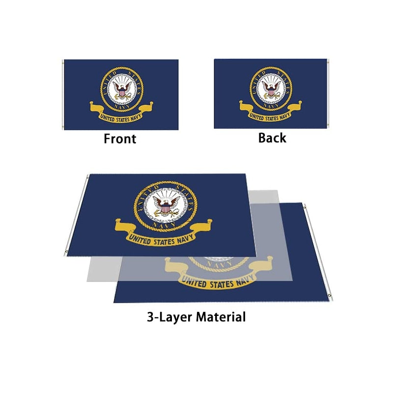Double Sided Navy Emblem Flag 3x5 Outdoor Heavy Duty
