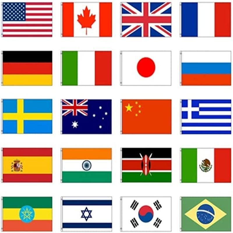 International Flag Set 20 – Mini Country Flags for Display & Education-Globe Flags
