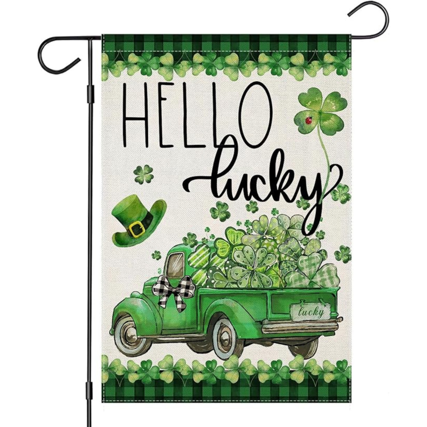 St Patricks Day Garden Flag With Shamrock And Welcome Message-Globe Flags