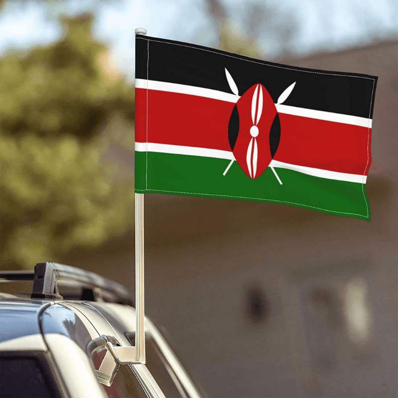 Kenya Car Window Mounted Flag-Globe Flags