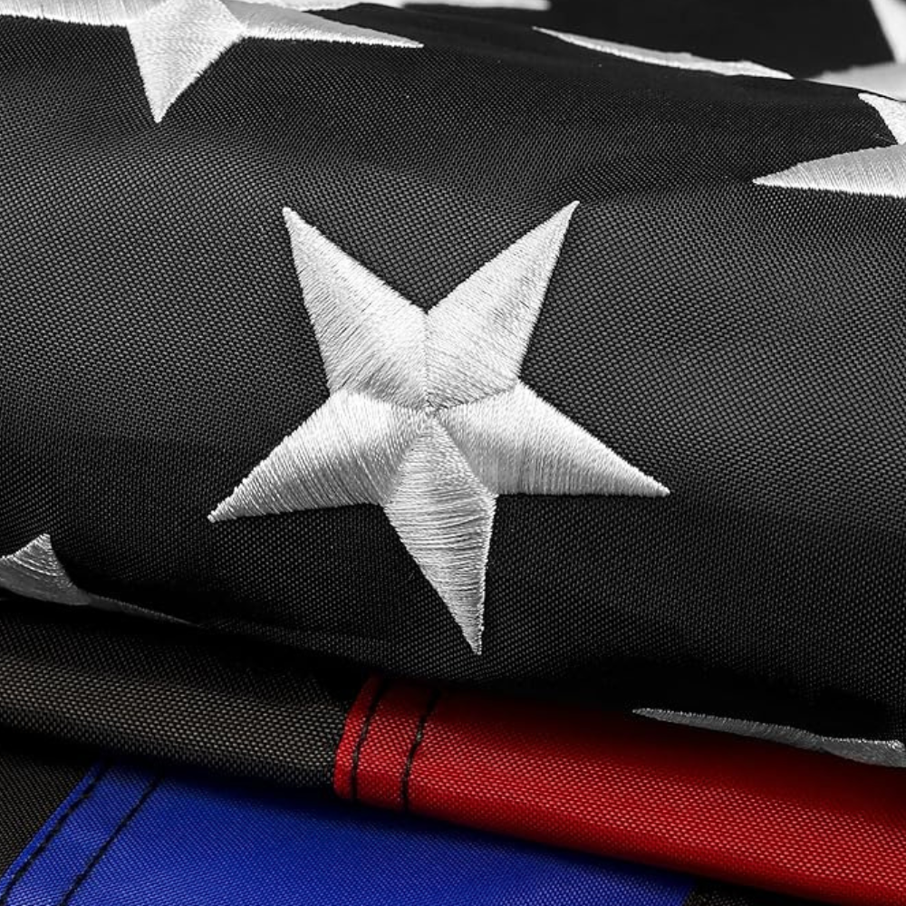 Classic Embroidered Flag With Strong Reinforced Edges size and scale reference for 90x150cm display