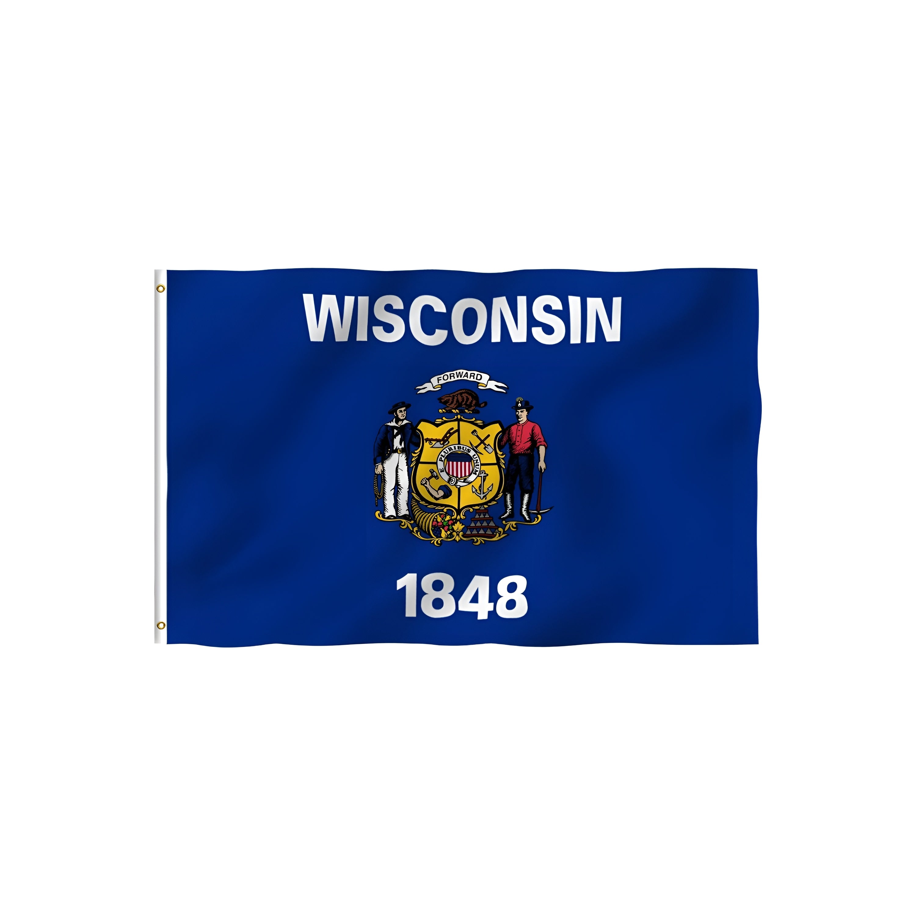 Wisconsin State Flag For Various Displays - front view on white background