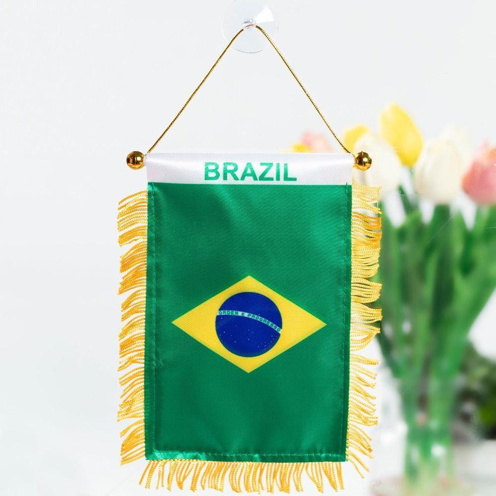 Brazil World Hanging Flag – Show Your Support with Vibrant Design-Globe Flags