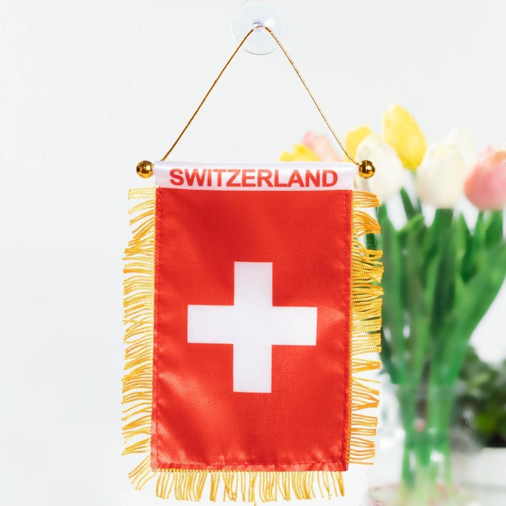 The Switzerland Hanging Pennant Flag – Showcase Swiss Pride with Sophistication-Globe Flags